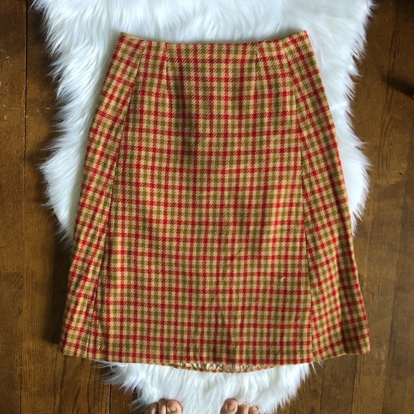 Dresses & Skirts - vintage wool blend plaid skirt red / orange